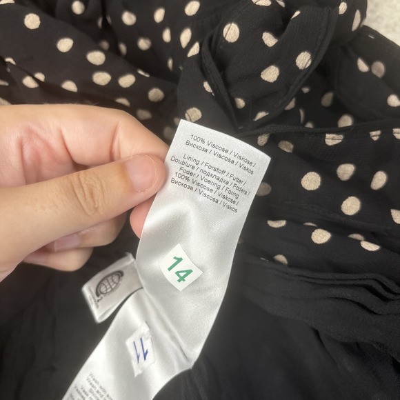 Ganni Georgette Wrap Maxi Dress Women's Size 38 Black White Polka Dot 3/4 Sleeve - Picture 10 of 16